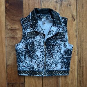Silver Mesa Vintage Leopard Denim Vest (M)